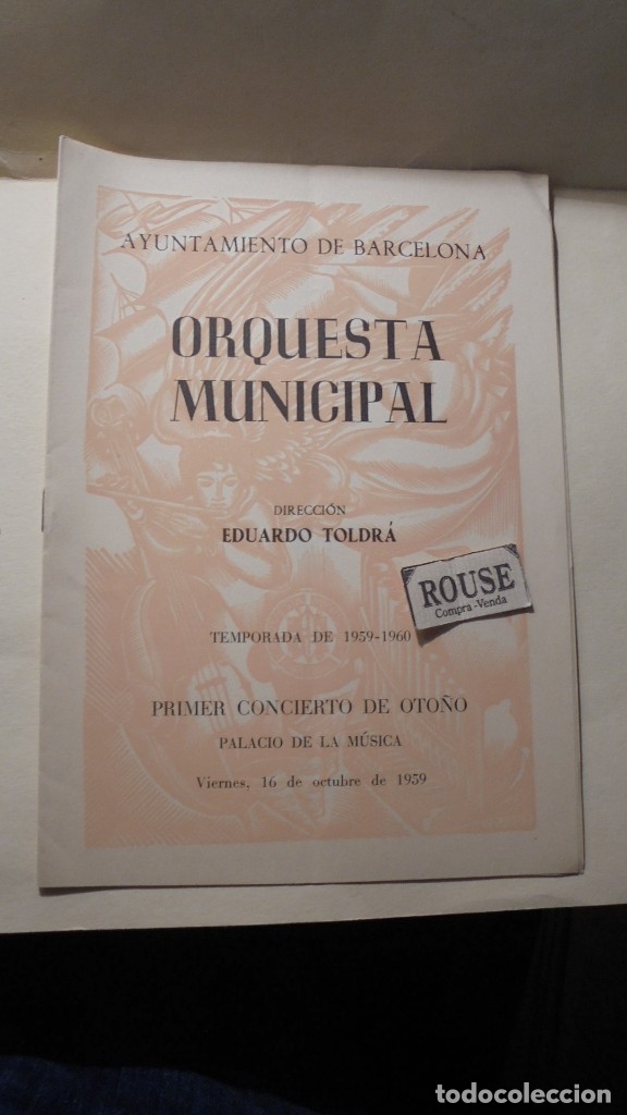 Cataloghi di Musica: programade musica - PALACIO DE LA MUSICA ORQUESTA MUNICIPAL DIREC. EDUARDO TOLDR&Aacute; TEMPORADA 1959-60