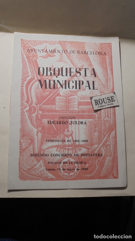 Cat&aacute;logos de M&uacute;sica: programade musica - PALACIO DE LA MUSICA ORQUESTA MUNICIPAL DIREC. EDUARDO TOLDR&Aacute; TEMPORADA 1955-56