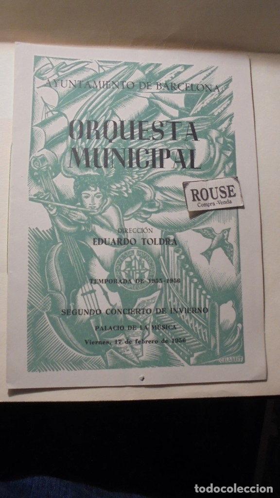 Cat&aacute;logos de M&uacute;sica: programade musica - PALACIO DE LA MUSICA ORQUESTA MUNICIPAL DIREC. EDUARDO TOLDR&Aacute; TEMPORADA 1955-56