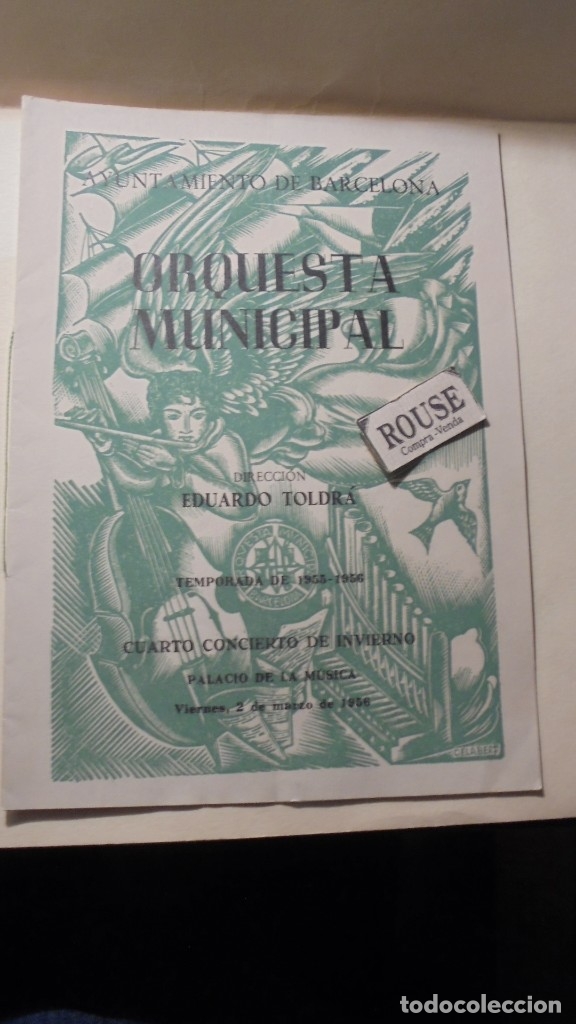 Cat&aacute;logos de M&uacute;sica: programade musica - PALACIO DE LA MUSICA ORQUESTA MUNICIPAL DIREC. EDUARDO TOLDR&Aacute; TEMPORADA 1955-56