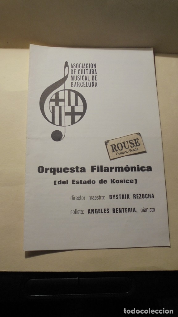 Cat&aacute;logos de M&uacute;sica: PROGRAMA DE MUSICA - ORQUESTA FILARMONICA ( DEL ESTADO DE KOSICE) director BISTRIK REZUCHA  ANGELES