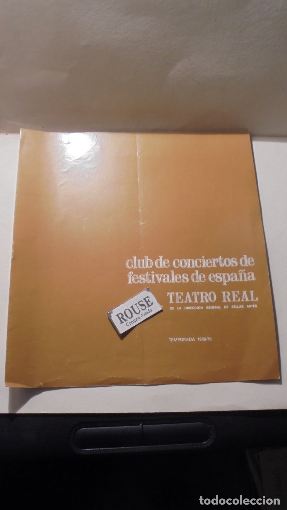 Cat&aacute;logos de M&uacute;sica: PROGRAMA DE MUSICA -CLUB DE CONCIERTOS DE FESTIVALES DE ESPA&Ntilde;A - TEATRO REAL TEMPORADA 1969-70 MISHA