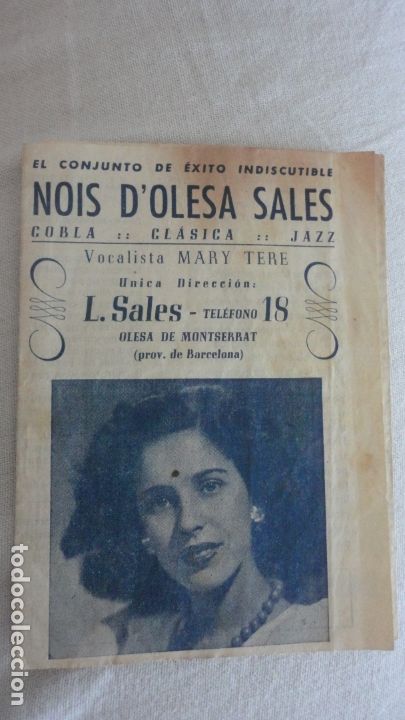 Catalogues de Musique: ANTIGUO CANCIONERO.NOIS D'OLESA SALES.VOCALISTA MARY TERE.OLESA MONTSERRAT A&Ntilde;OS 40
