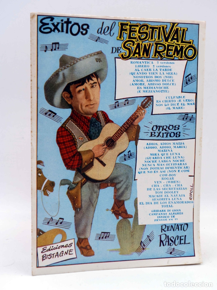 Cat&aacute;logos de M&uacute;sica: CANCIONERO. SAN REMO, &Eacute;XITOS DEL FESTIVAL. RENATO RASCEL (Renato Rascel) Bistagne, 1960. OFRT