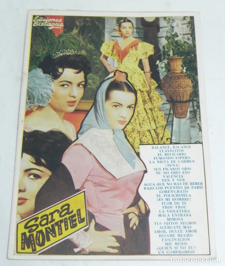 Cat&aacute;logos de M&uacute;sica: CANCIONERO - SARA SARITA MONTIEL - SUS CANCIONES EN DISCOS - EDICIONES BISTAGNE -