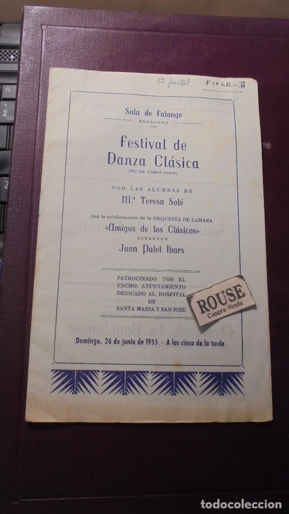 Cat&aacute;logos de M&uacute;sica: BADALONA - PROGRAMA SALA FALANGE FESTIVAL CE DANZA CL&Aacute;SICA CON LA COLABORACION DE LA ORQUESTA DE CAM