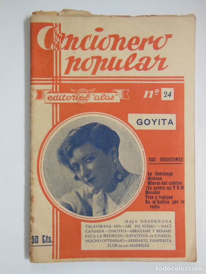 Cat&aacute;logos de M&uacute;sica: CANCIONERO POPULAR N&ordm; 24. PEPITA RAMOS, GOYITA.