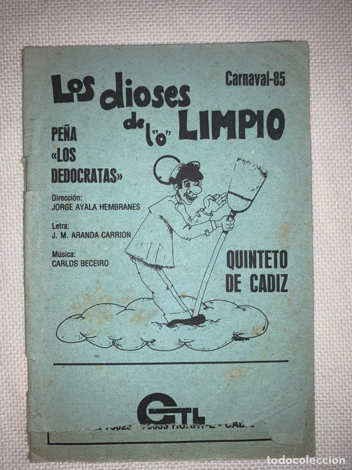 Cat&aacute;logos de M&uacute;sica: Carnaval de C&aacute;diz 1985. Libreto de la chirigota Los dioses de lo limpio