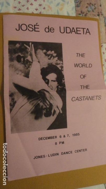 Cat&aacute;logos de M&uacute;sica: ANTIGUO PROGRAMA.JOSE DE UDAETA.THE WORLD OF THE CASTANETS.JONES-LUDIN DANCE CENTER.1985