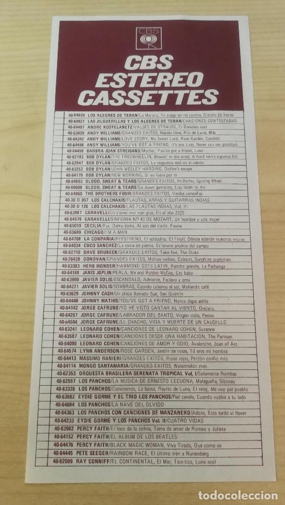 Catalogues de Musique: CATALOGO CASSETTES CBS. LISTA NUM&Eacute;RICA INCLUYE LANZAMIENTOS EN CASSETTE HASTA 1970 NUEVO!!!