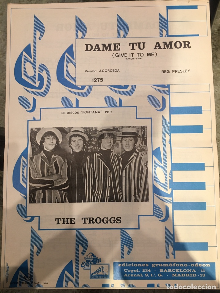 Catalogues de Musique: Partitura Cancionero The Troggs Dame Tu Amor, odeon