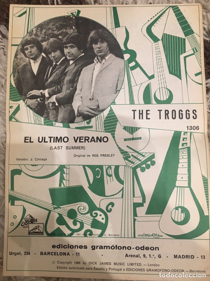 Catalogues de Musique: Partitura Cancionero The Troggs el &uacute;ltimo verano, Last Summer 1966, Odeon