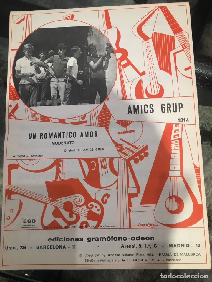 Cat&aacute;logos de M&uacute;sica: Partitura cancionero Amics Grup Un Romantico Amor 1967