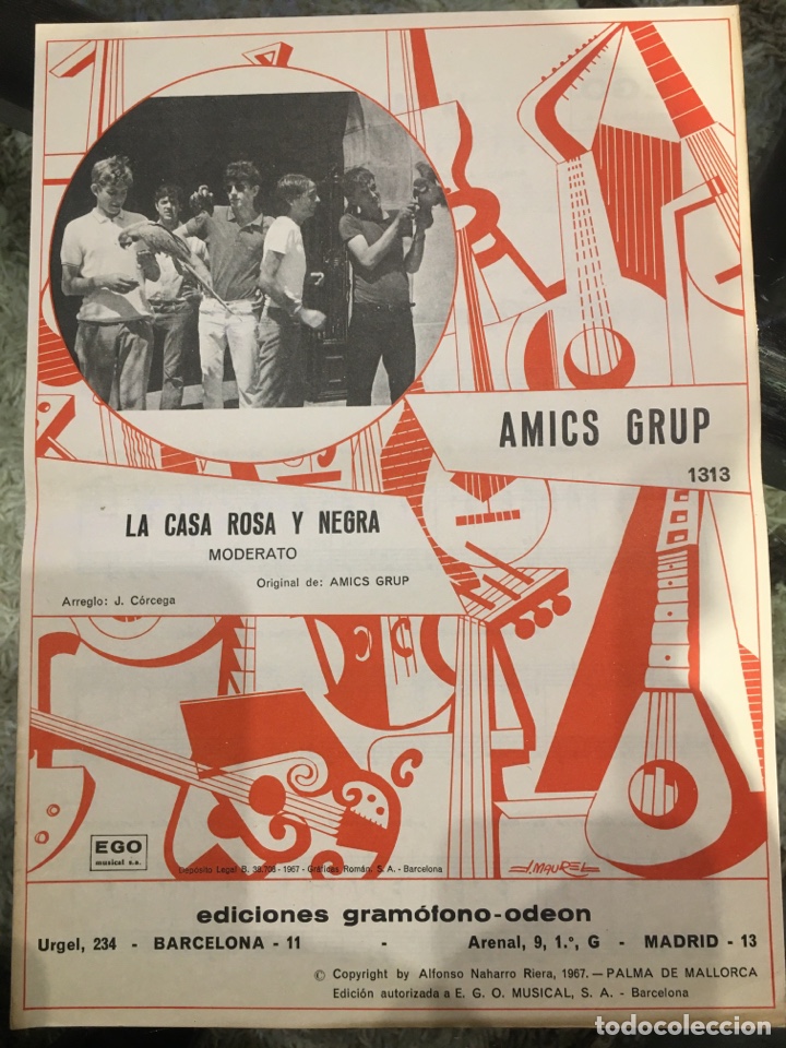 Cat&aacute;logos de M&uacute;sica: Partitura cancionero Amics Grup la casa rosa y negra 1967