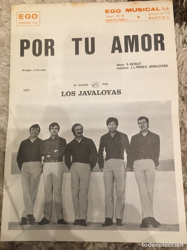 Cat&aacute;logos de M&uacute;sica: Partitura cancionero Los Javaloyas Por Tu Amor ego musical