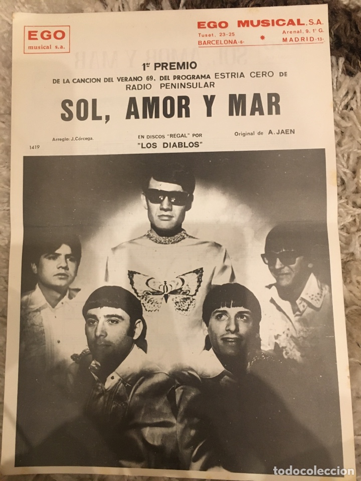 Cat&aacute;logos de M&uacute;sica: Partitura cancionero Los Diablos Sol Amor y Mar ego musical