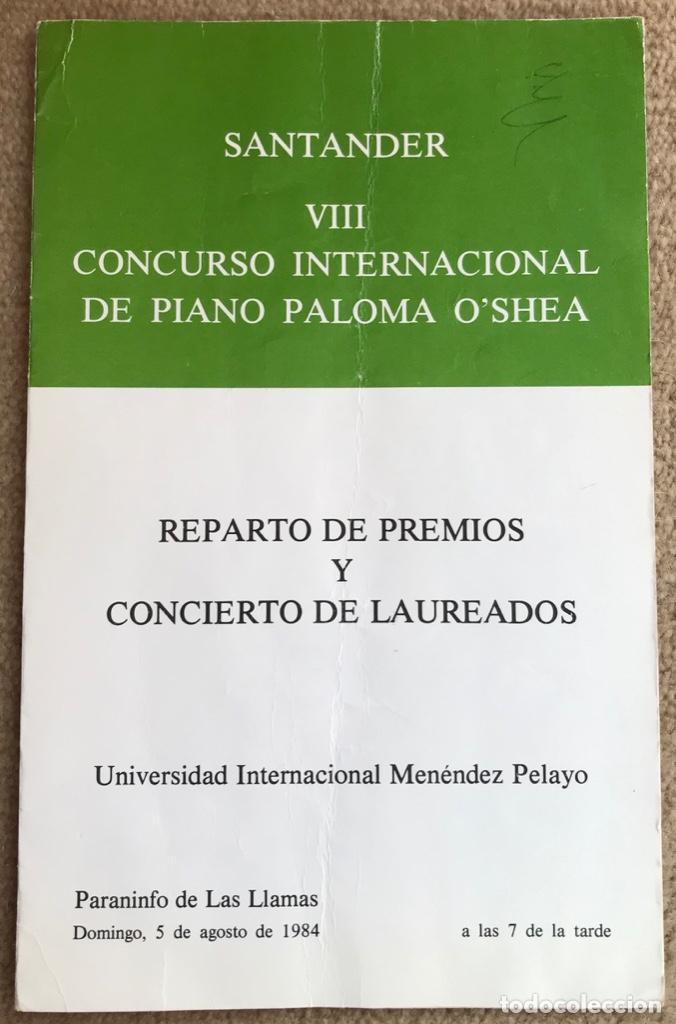 Catalogues de Musique: Cat&aacute;logo reparto de premios VIII concurso piano paloma O&rsquo;Shea - Santander - Aut&oacute;grafos premiados