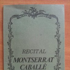 Catálogos de Música: 1975 RECITAL DE MONTSERRAT CABALLÉ - PALAU DE LA MÚSICA - BARCELONA