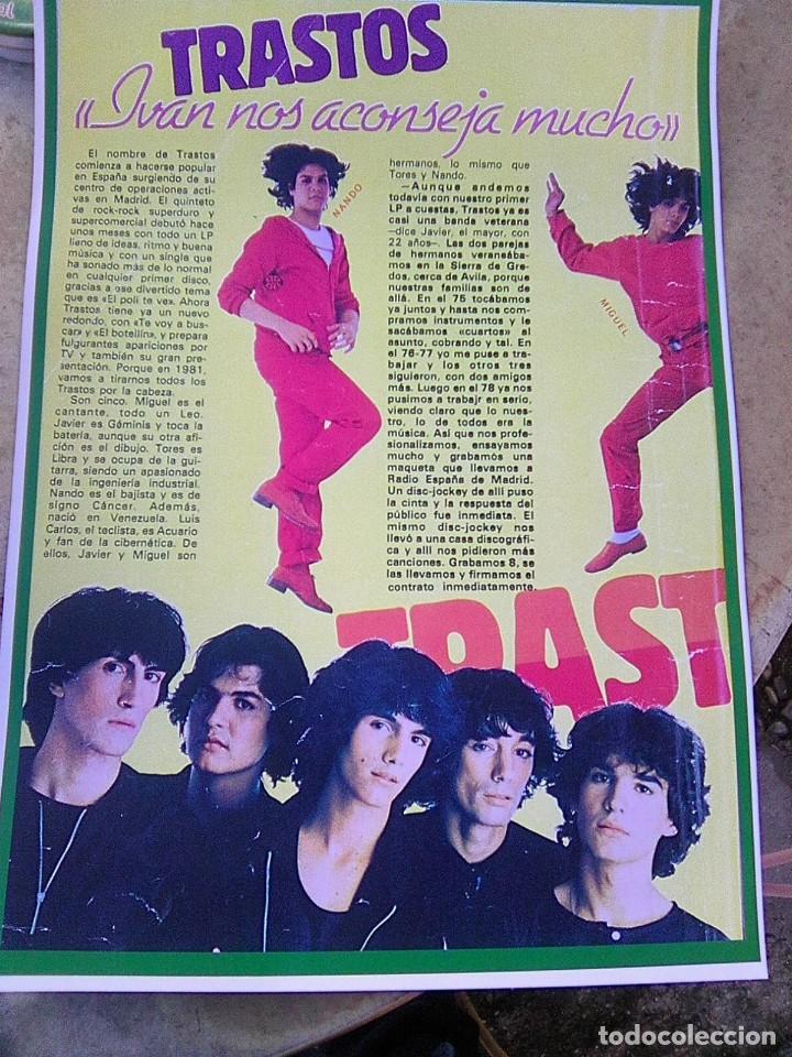 Cataloghi di Musica: Trastos - L&aacute;mina rese&ntilde;a entrevista de su &uacute;nico LP - Cartulina retro Superpop 1981 - A3