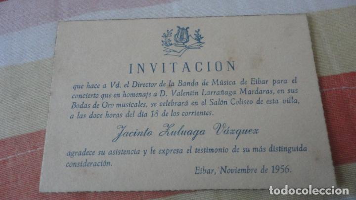 Cat&aacute;logos de M&uacute;sica: INVITACION.CONCIERTO BANDA MUSICA.JACINTO ZULUAGA VAZQUEZ.EIBAR 1956.MATEO GUILABERT GUITARRA