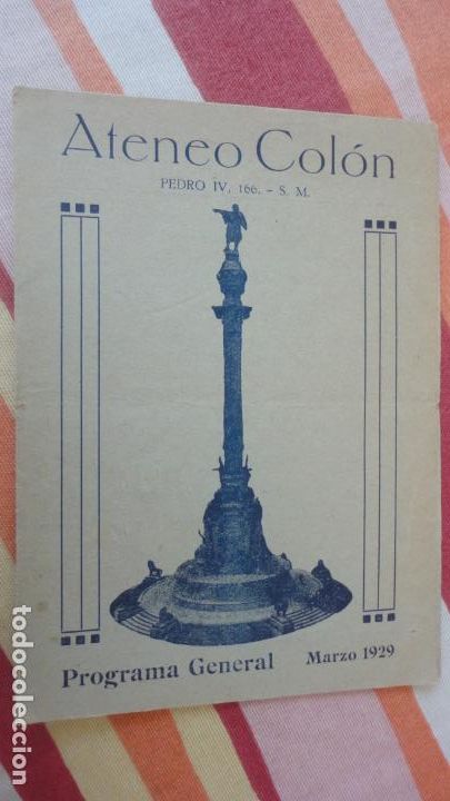 Catalogues de Musique: ATENEO COLON.PROGRAMA.1929.ORQUESTRINA HOLLYOOD.THE XIRI NOLA BOYS.SASTRERIA LA AFRICANA.