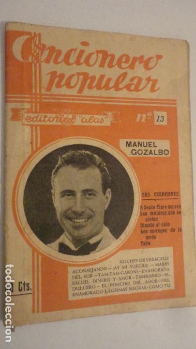 Catalogues de Musique: CANCIONERO POPULAR.MANUEL GOZALBO.EDITORIAL ALAS. N&ordm; 13.