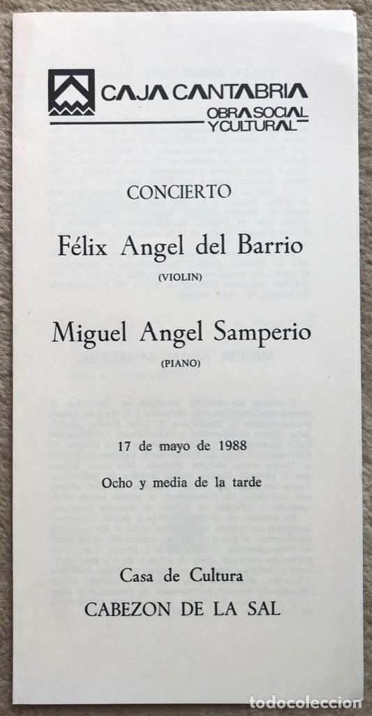 Catalogues de Musique: Programa concierto Felix &aacute;ngel del barrio y miguel &aacute;ngel samperio - Cabezon - m&uacute;sica CANTABRIA