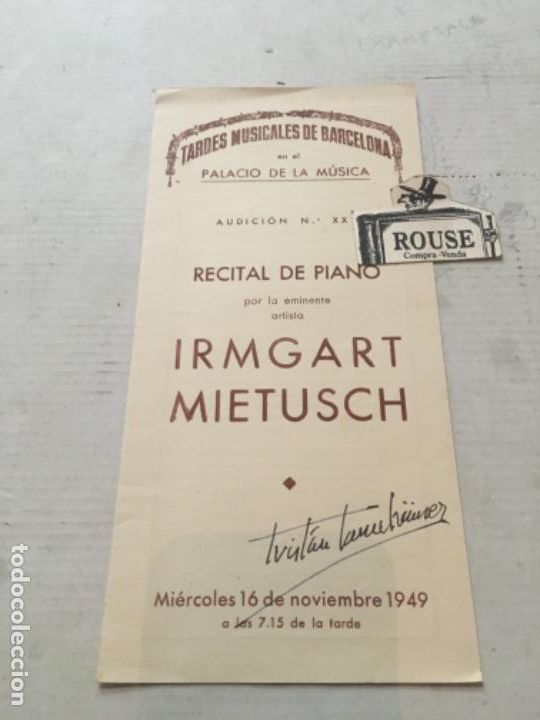Cat&aacute;logos de M&uacute;sica: ANTIGUO PROGRAMA DE MUSICA - IRMGART MIETUSCH