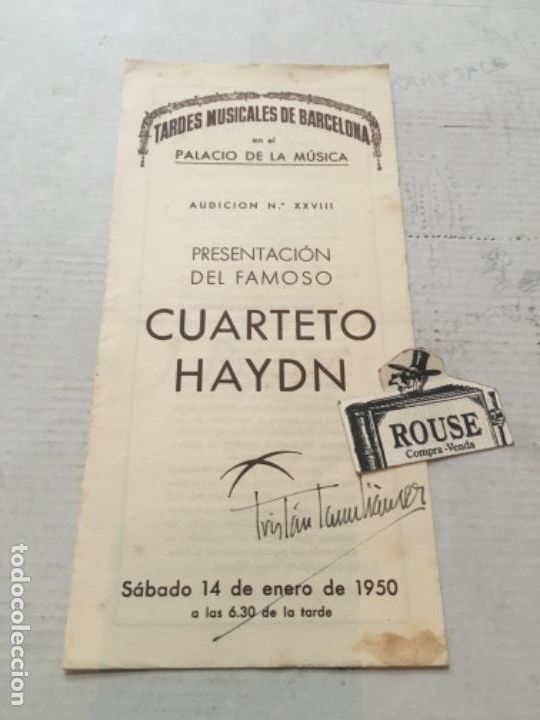 Cat&aacute;logos de m&uacute;sica: ANTIGUO PROGRAMA DE M&Uacute;SICA - CUARTETO HAYDN - Foto 1