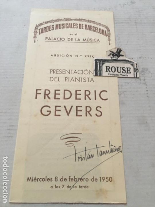 Cat&aacute;logos de M&uacute;sica: ANTIGUO PROGRAMA DE M&Uacute;SICA - FREDERIC GEVERS