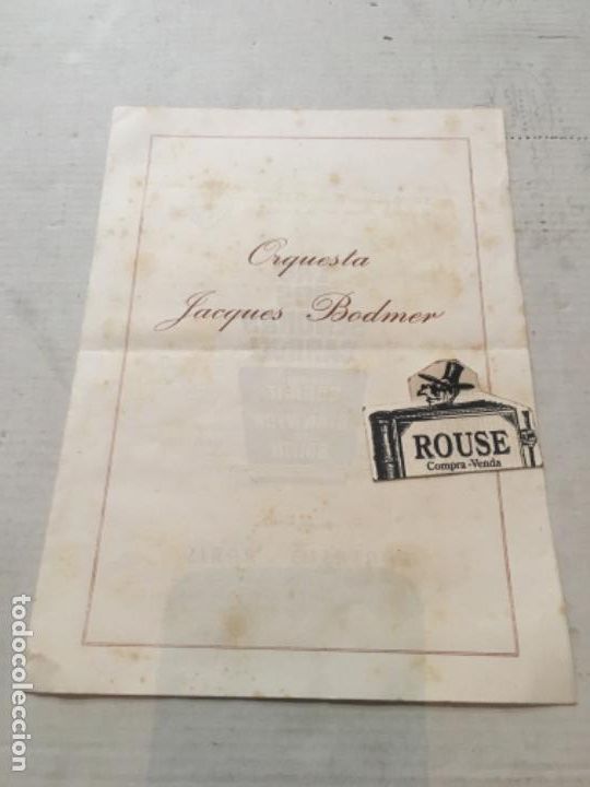 Cat&aacute;logos de M&uacute;sica: Antiguo programa de m&uacute;sica ORQUESTA JACQUES BODMER - palacio de la m&uacute;sica 26 enero 1951