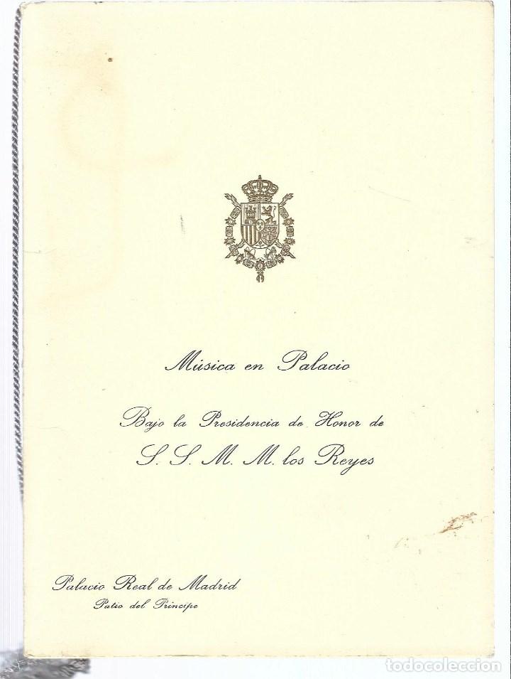 Catalogues de Musique: PROGRAMA MUSICA EN PALACIO REAL DE MADRID - PRESIDENCIA DE HONOR S.M. LOS REYES DE ESPA&Ntilde;A 1.988