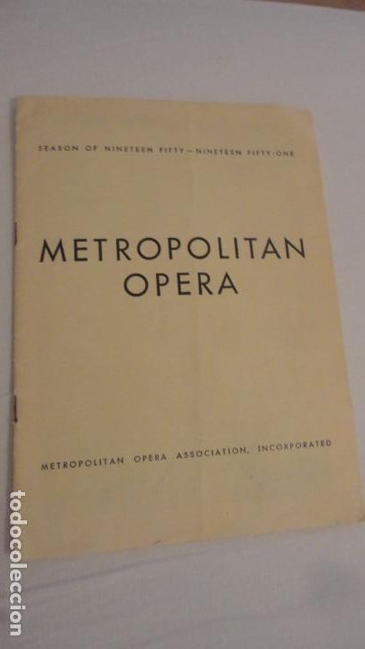 Cat&aacute;logos de M&uacute;sica: METROPOLITAN OPERA 1950-1951.ALBERTO EREDE.ZINKA MILANOV.KURT BAUM.FRANCESCO VALENTINO.