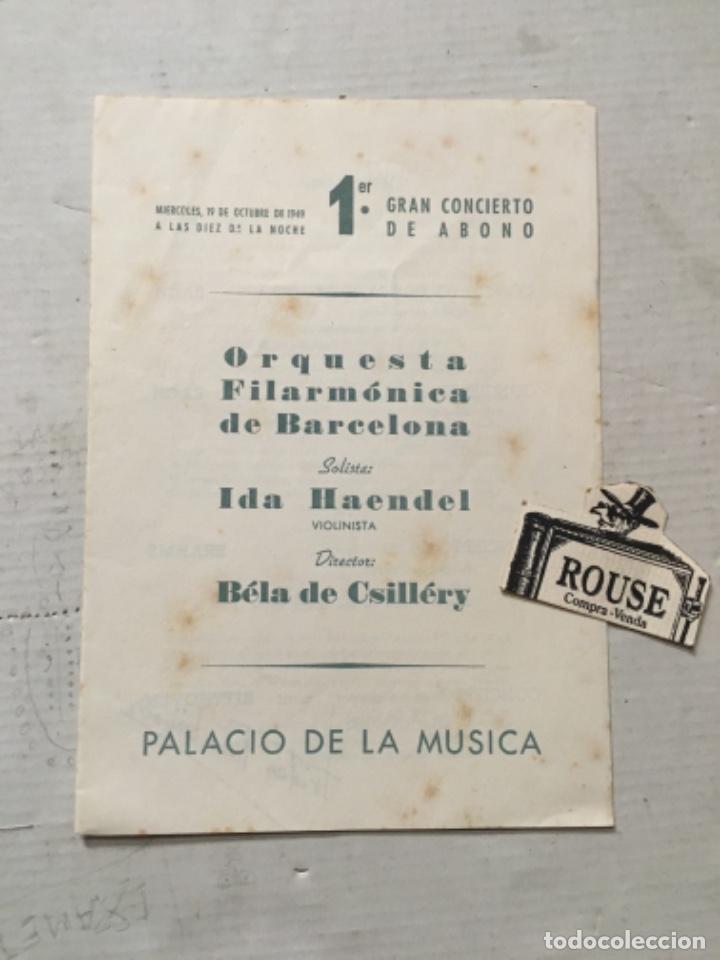 Cat&aacute;logos de M&uacute;sica: ANTIGUO PROGRAMA DE M&Uacute;SICA 1 concierto de abono ORQUESTA FILARMONICA DE BARCELONA solista IDA HAENDE