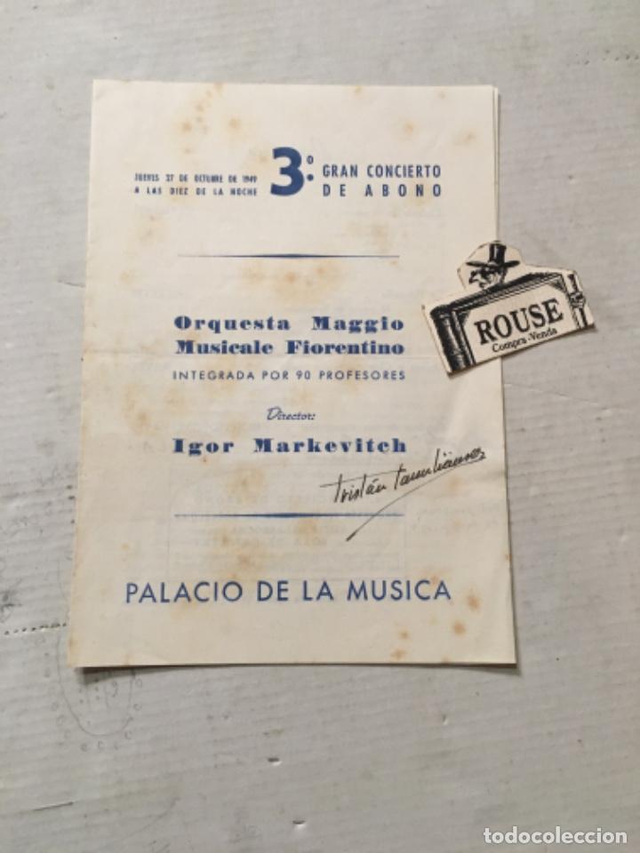 Cat&aacute;logos de M&uacute;sica: ANTIGUO PROGRAMA DE M&Uacute;SICA 3 de abono ORQUESTA MAGGIO MUSICALE FIORENTINA DIRC. IGOR MARKEVITCH inte
