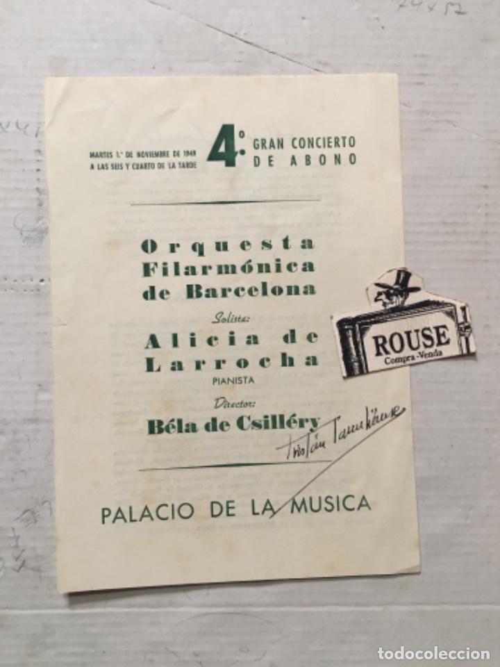 Cat&aacute;logos de M&uacute;sica: ANTIGUO PROGRAMA DE M&Uacute;SICA 4 de abono ORQUESTA FILARM&Oacute;NICA DE BARCELONA solista ALICIA DE LARROCHA