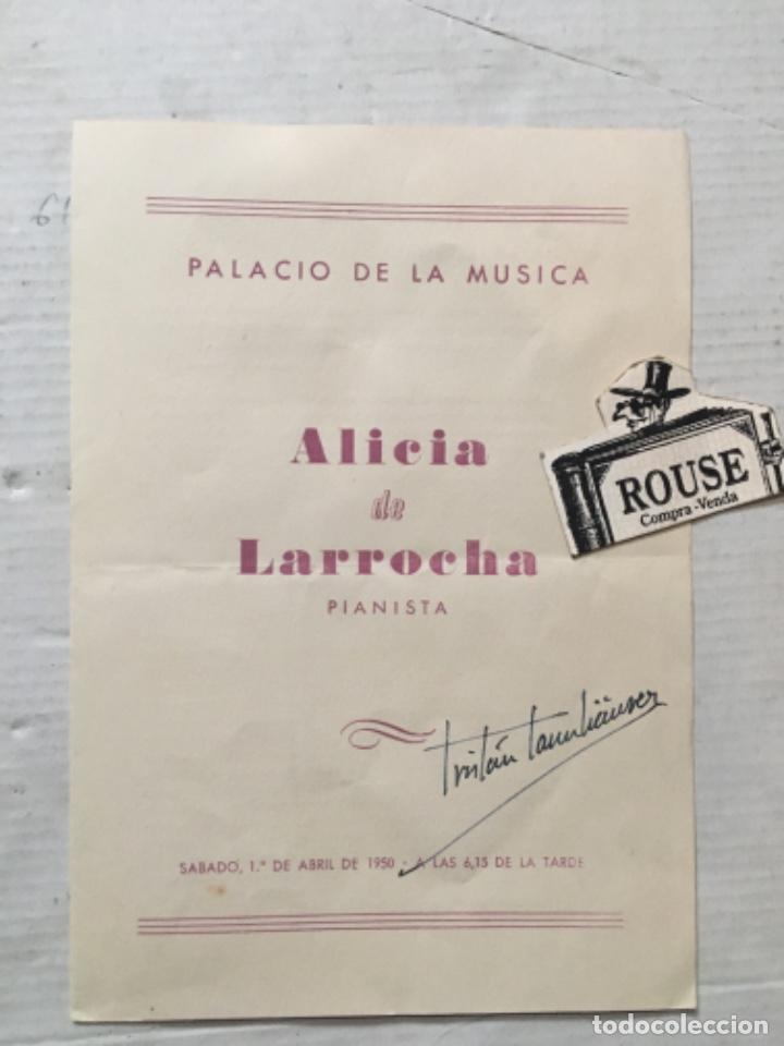 Cat&aacute;logos de M&uacute;sica: ANTIGUO PROGRAMA DE M&Uacute;SICA ALICIA DE LARROCHA pianista s&aacute;bado 1 abril 1950