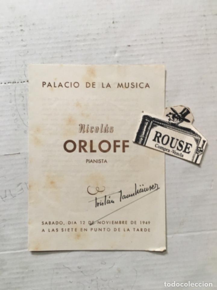 Cat&aacute;logos de M&uacute;sica: ANTIGUO PROGRAMA DE M&Uacute;SICA - NICOLAS ORLOFF pianista Palacio de la m&uacute;sica barcelona 12 noviembre