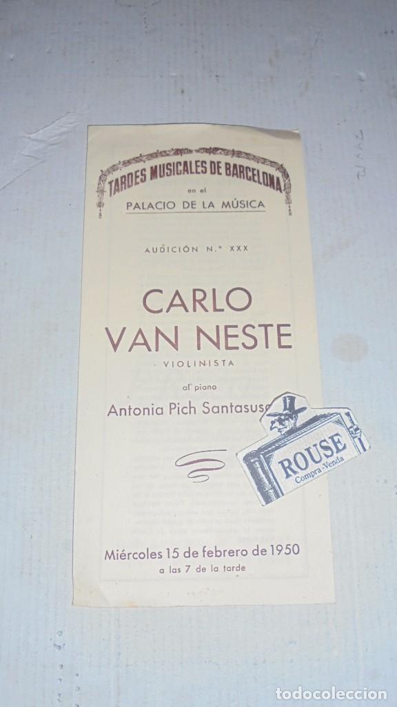 Cat&aacute;logos de M&uacute;sica: ANTIGUO PROGRAMA DE MUSICA - CARLOVAN NESTE violinista al piano ANTONIA PICH SANTASUSANA audicion n&ordm;