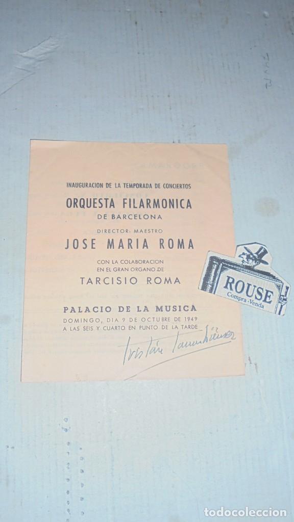 Cat&aacute;logos de M&uacute;sica: antiguo programa de musica -ORQUESTA FILARMONICA DE BARCELONA DIR. JOSE MARIA ROMA colaboracion