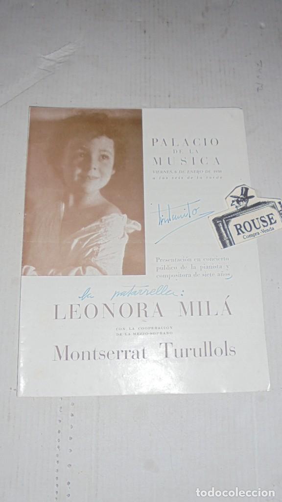 Cat&aacute;logos de M&uacute;sica: ANTIGUO PROGRAMA DE MUSICA - LEONORA MIL&Aacute; pianista y compositora de siete a&ntilde;os MONTSERRAT TURULLOLS