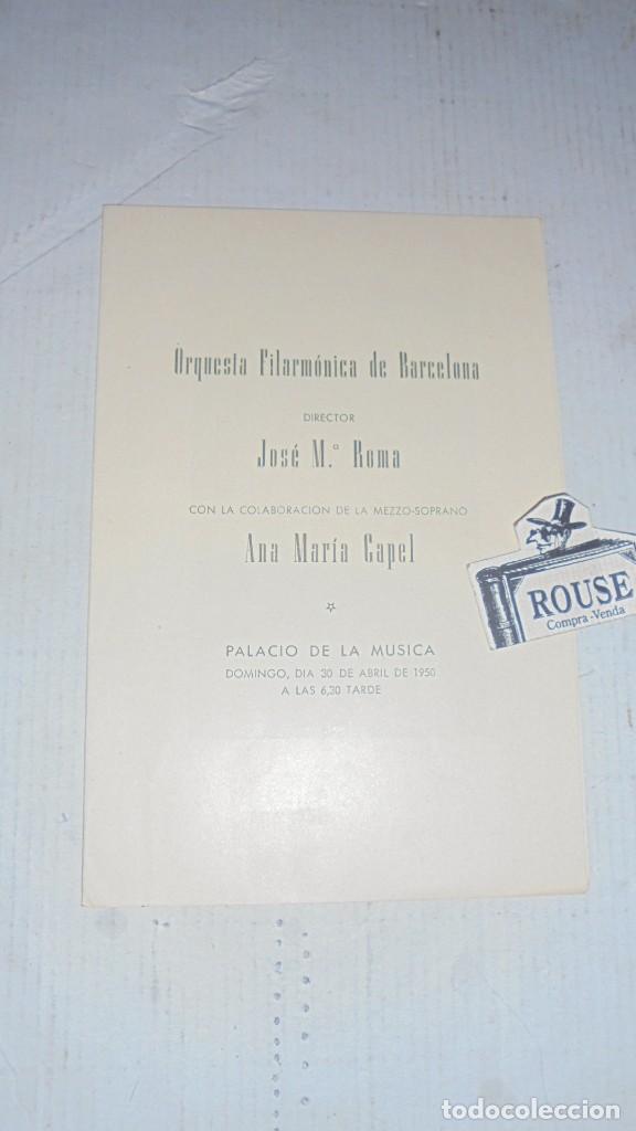 Cat&aacute;logos de M&uacute;sica: antiguo programa de musica - ORQUESTA FILARMONICA DE BARCELONA JOSE M&ordf; ROMA director ANA MARIA CAPEL