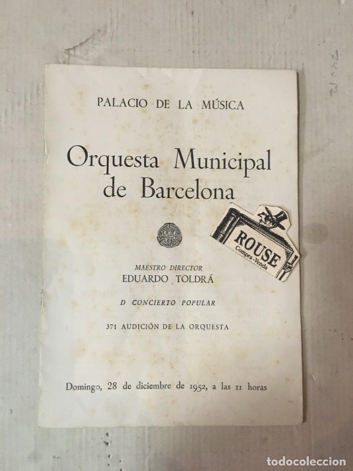Cat&aacute;logos de M&uacute;sica: ANTIGUO PROGRAMA DE MUSICA - ORQUESTA MUNICIPAL DE BARCELONA - MAESTRO BRUNO MADERNA PALACIO DE LAO