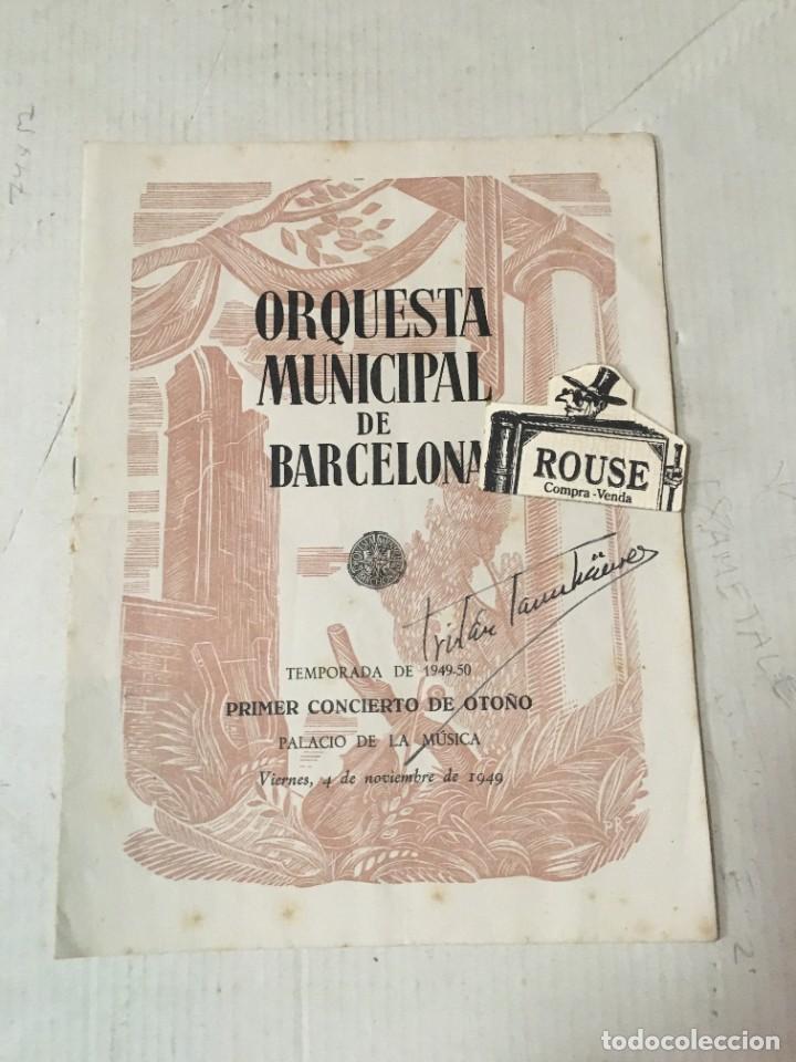 Cat&aacute;logos de M&uacute;sica: ANTIGUO PROGRAMA DE MUSICA - ORQUESTA MUNICIPAL DE BARCELONA PIANISTA COR DE GROOT DIRECCION MAESTRO