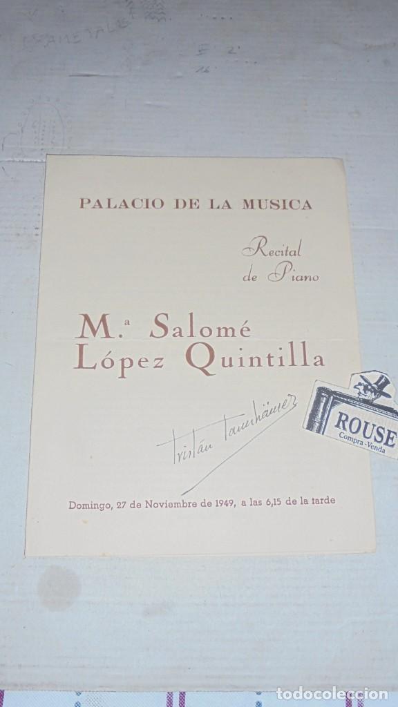Cat&aacute;logos de M&uacute;sica: ANTIGUO PROGRAMA DE MUSICA - M&ordf; SALOM&Eacute; L&Oacute;PEZ QUINTANILLA RECITAL DE PIANO - PALACIO DE LA MUSICA 27