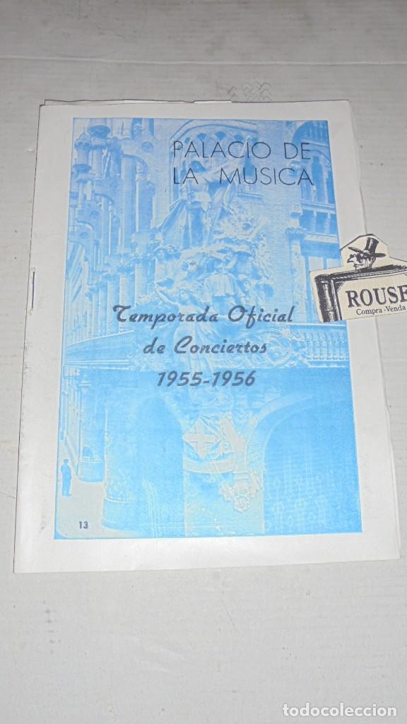 Cat&aacute;logos de M&uacute;sica: ANTIGUO PROGRAMA MUSICA - PALACIO DE LA MUSICA - TEMPORADA OFICIAL DE CONCIERTOS 1955-1956 - 18 PAG.