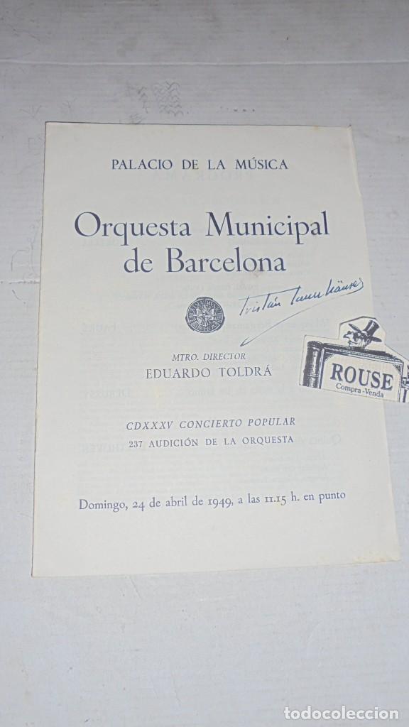 Cat&aacute;logos de M&uacute;sica: ANTIGUO PROGRAMA DE MUSICA - PALACIO DE LA MUSICA , ORQUESTA MUNICIPAL DE BARCELONA MTRO. DIRECTOR E