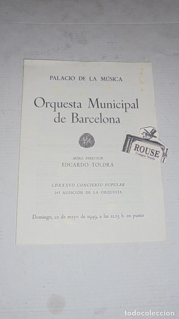 Catalogues de Musique: ANTIGUO PROGRAMA DE MUSICA - PALACIO DE LA MUSICA , ORQUESTA MUNICIPAL DE BARCELONA MAESTRO EDUARDO