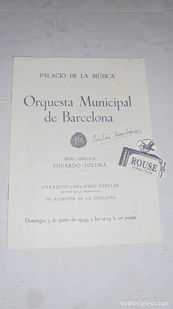 Catalogues de Musique: ANTIGUO PROGRAMA DE MUSICA - PALACIO DE LA MUSICA , ORQUESTA MUNICIPAL DE BARCELONA MAESTRO EDUARDO