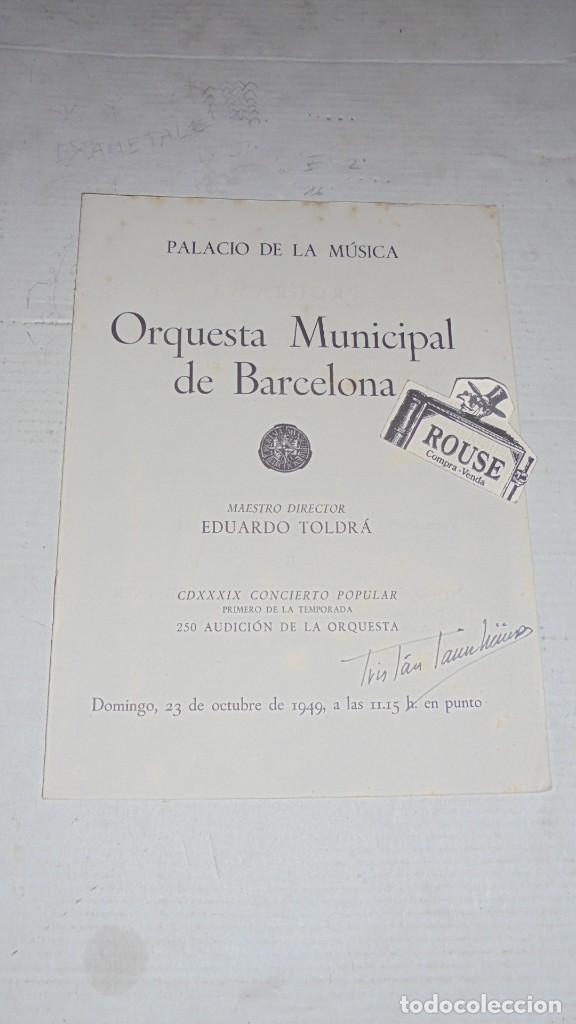 Catalogues de Musique: ANTIGUO PROGRAMA DE MUSICA - PALACIO DE LA MUSICA , ORQUESTA MUNICIPAL DE BARCELONA MAESTRO EDUARDO